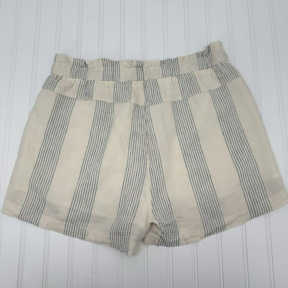 Thread & Supply Cream Blue Stripe Linen Blend Shorts Elastic Waist Coastal Sz‎ M - Picture 2 of 7